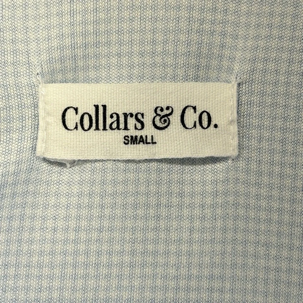 Collars & Co. Golf Polo Shirt Men Size Small Light Blue Gingham‎ Short Sleeve